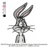 100x100 Nervous Bugs Bunny Embroidery Design Instant Download